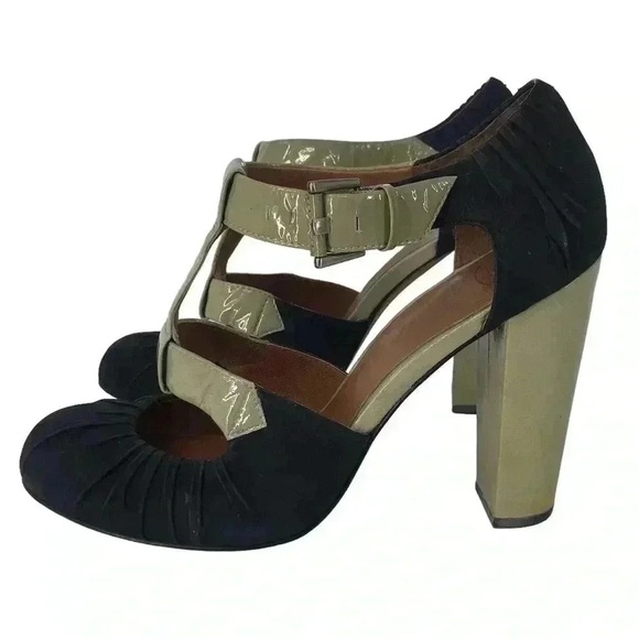 MODERN VINTAGE HEELS WOMENS 7.5 SUEDE PLATFORM PUMPS RETRO GLAM STYLE - Picture 1 of 15